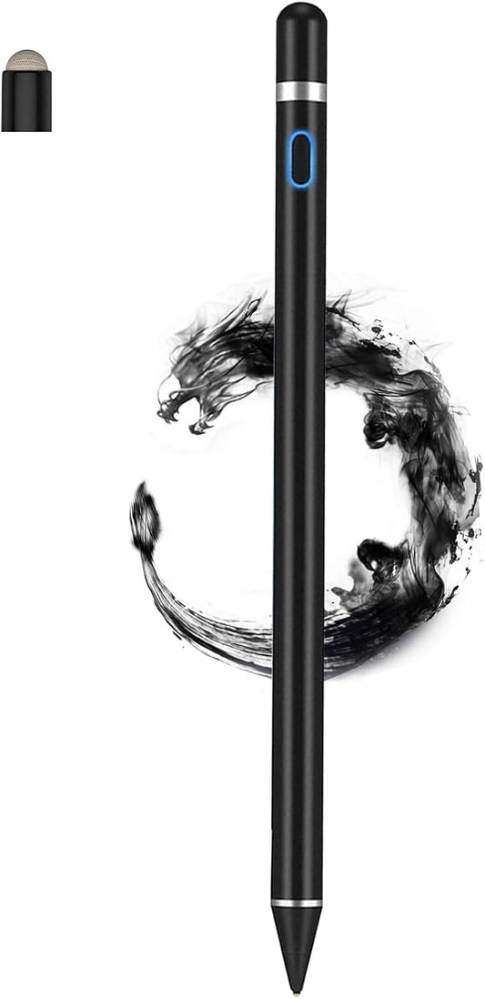 Stylus Pens Compatible for iOS&Android Touch Screens, iPad Pencil with Dual Touch Function, Fine Point Rechargeable Stylus Pen for iPad/iPad Air/Mini/Pro/Android/iPhone/Cellphone/Tablet Pen - Black