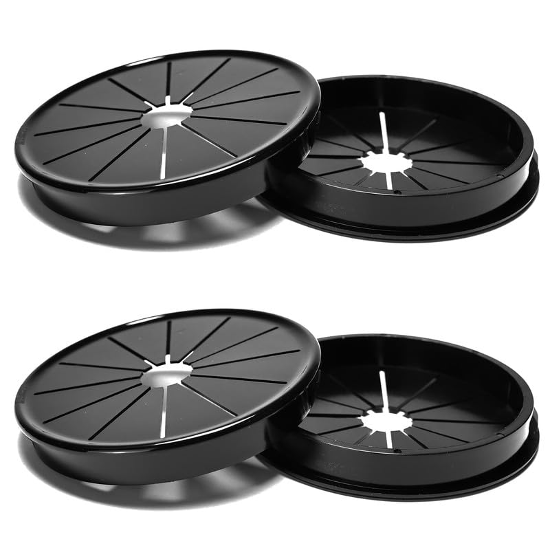 4PCS Cable Grommets, 3-1/8"(80mm) Desk Hole Cover Petal Shaped Buckle Type Nylon Snap Bushing Grommet, Wire Hole Cover Insert for Cables and Cords Management and Protection of Cabinet, Black