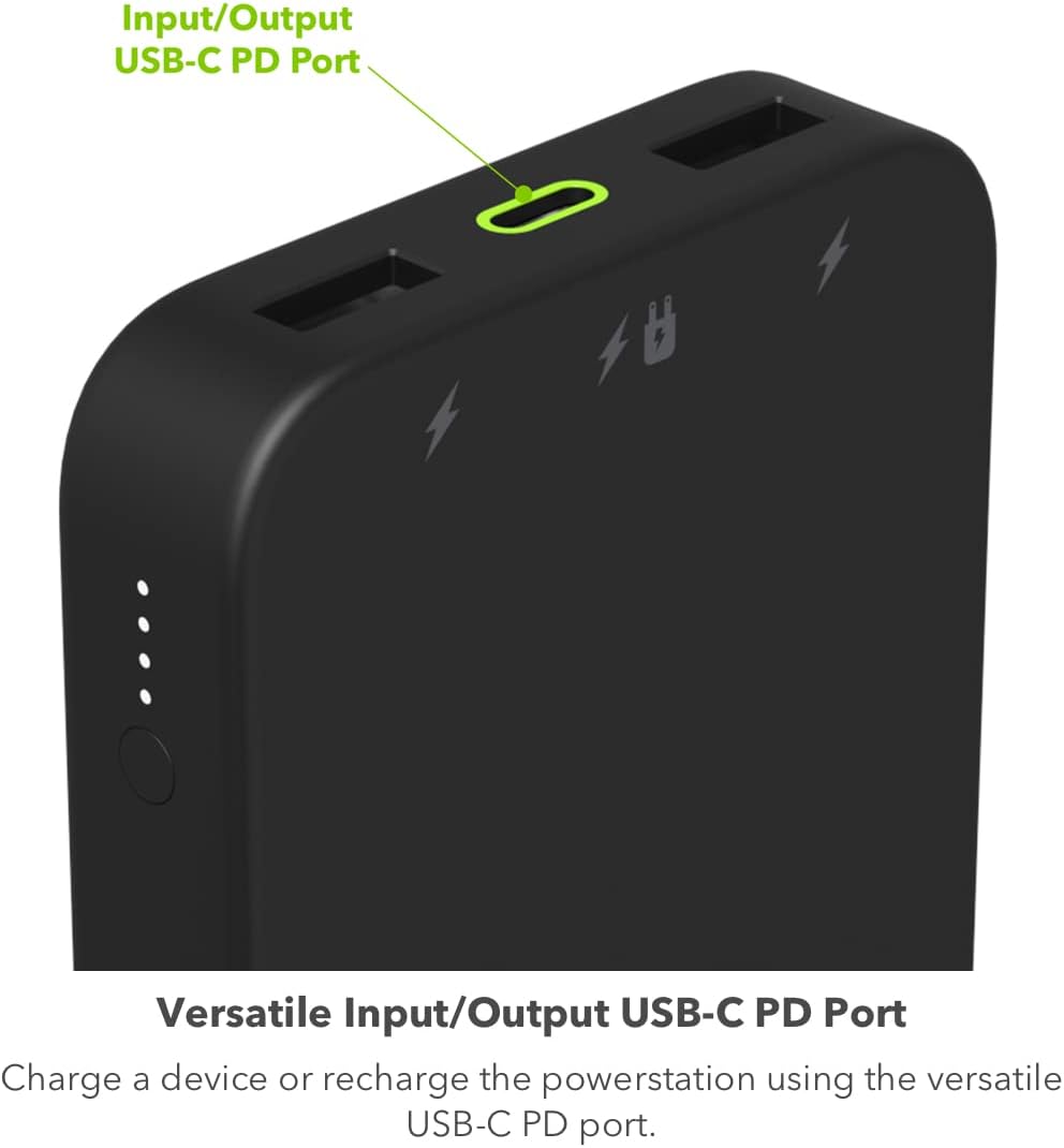 mophie Powerstation 2023 with PD Power Bank - 10,000 mAh Large Internal Battery, (2) USB-A Port and (1) 20W USB-C PD Fast Charging Input/Output Port, Travel-Friendly