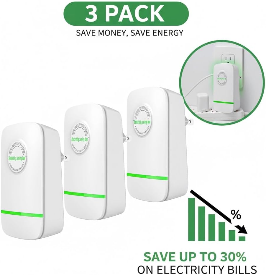 Elon-musk's Electricity Saving Box Stop Watt Stopwatt Energy Saving Device Save Energy Saving Device Energy Saving Power Strip for Home Office US Plug 90v-250v 30kw Rated Green (3PCS)