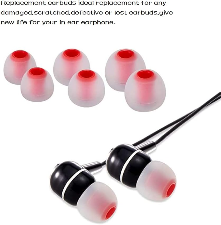 Earbud Replacement Tips Silicone Earbud Tips Headphone Earbud Tips Ear Gels Fit for Inner Hole from 3.8mm - 5.1mm Earphones 9 Pairs S/M/L Clear Red