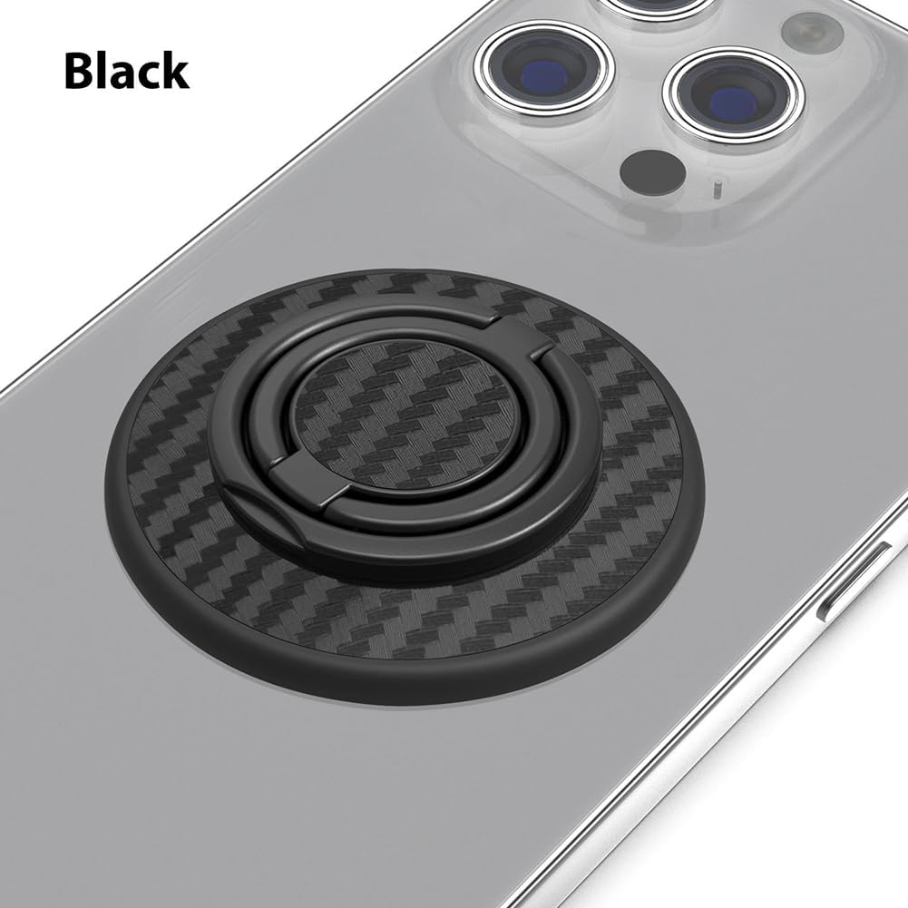 Magnetic Phone Grip Compatible with MagSafe, Magnetic Phone Ring Holder Finger Kickstand Wireless Charging Compatible, Double Cell Phone Rings Gripper Stand for MagSafe iPhone - Black Weave