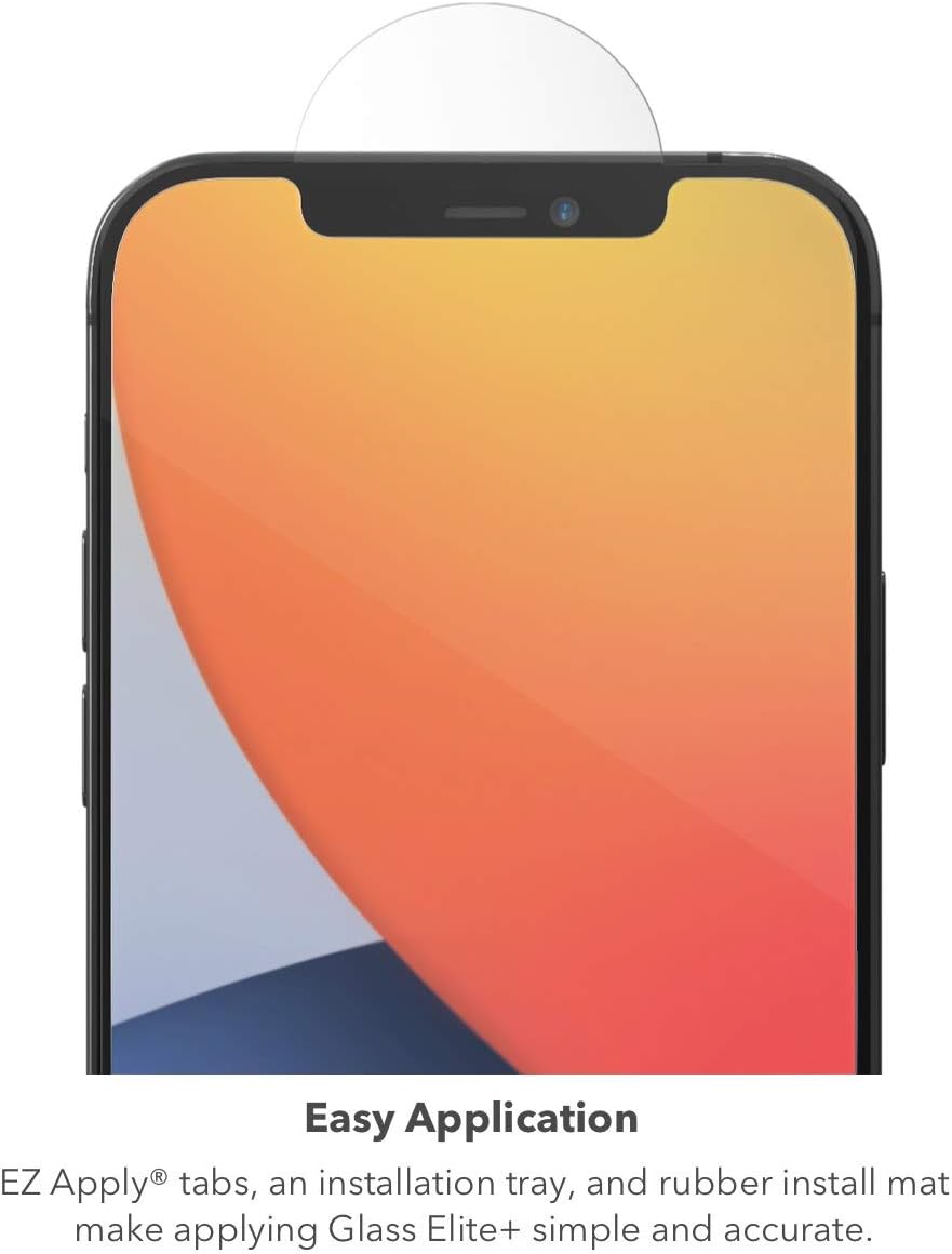 ZAGG InvisibleShield Glass Elite Plus Screen Protector - Made for iPhone 12 Pro Max - Case Friendly Screen - Impact & Scratch Protection, clear (200106657)