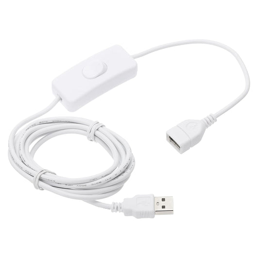 MECCANIXITY USB Extension Cable with ON/Off Toggle Switch 2m USB Male to Female Extension Cord for Desk Lamp Fan LED Light Strip White Pack of 1