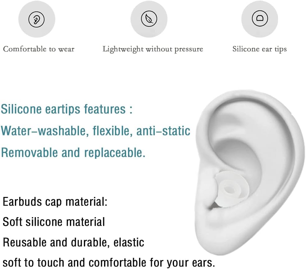 10 Pairs Silicone Medium Replacement Ear Tips - Eartips for In-Ear Headphones - Rubber Tips Earbud Covers - Earbud Cap (White)