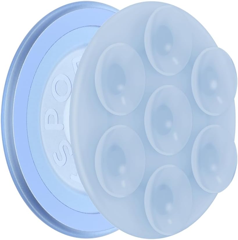 PopSockets Suck-Up™ Suction Grip & Stand, 3-in-1 MagSafe Phone Mount for iPhone, Strong Hold on Mirrors & Glass, Swappable Top, Portable & Reusable - Frost