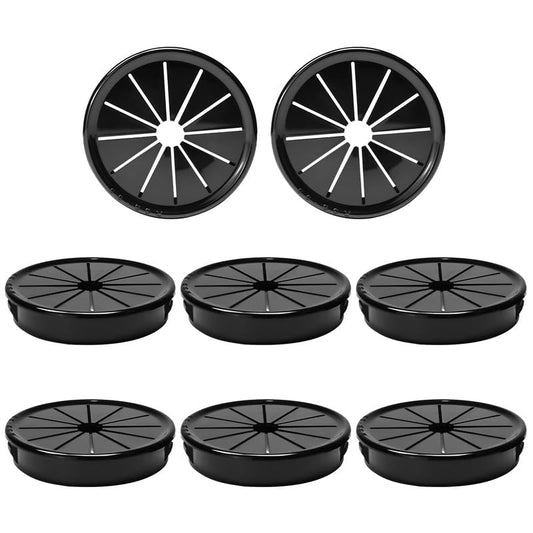 8PCS Cable Grommets, 2-3/16"(55mm) Desk Hole Cover Petal Shaped Buckle Type Nylon Snap Bushing Grommet, Wire Hole Cover Insert for Cables and Cords Management and Protection of Cabinet, Black