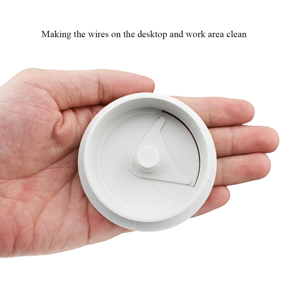 HAHIYO 2Pcs 2.4Inch/60mm White ABS Plastic Sector-Shaped Desk Grommet Wire Grommet Cable Management Cord Hole Cover Desk Wire Hole Insert Wire Organizer for Computer Office Home Equipment System