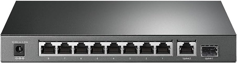 TP-Link 8 Port Gigabit PoE Switch | 8 PoE+ Ports @63W, w/ 1 Uplink Gigabit Port + 1 SFP Slot | Desktop/Wall-Mount | Plug & Play | Limited Lifetime Protection | Traffic Optimization (TL-SG1210P)
