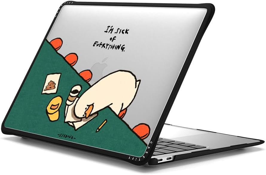 CASETiFY Impact MacBook Air 13" (M1/Intel) Case [Cushioned Impact Corners/Scratch-Resistant/Anti-Slip Grip] - I'm Sick of Everything - Clear Black