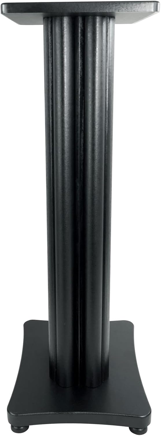 Rockville Pair SS28B Premium Black Wood Grain 28" Home Speaker Stands, 100lb Capacity, Solid MDF Wood, Dual Platforms, Spikes and Pads Included, for Home Theater and Studio Audiophiles