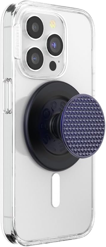 PopSockets Phone Grip for MagSafe with Kickstand, Magnetic Stand, Swappable Top, Secure Hold for iPhone MagSafe Cases, Phone & Tablet Grip - Alum Triangle Knurled French Navy