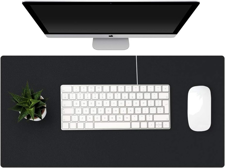 KINGFOM Desk Pad Office Desktop Protecter, PU Leather Desk Mat Blotters Organizer with Comfortable Writing Surface (35.4" x 16.9", Black)