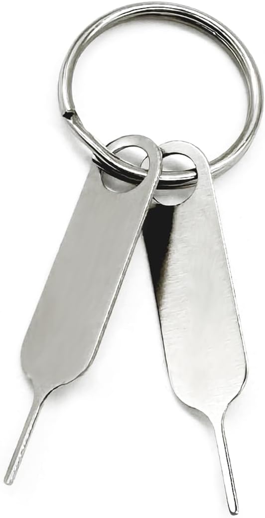 2 Pcs Universal Sim Card Tray Removal Key Tray Eject Pins, SD Removal Opening Tool with A Key Ring, for iPhone iPad Samsung Galaxy Google Pixel Phones