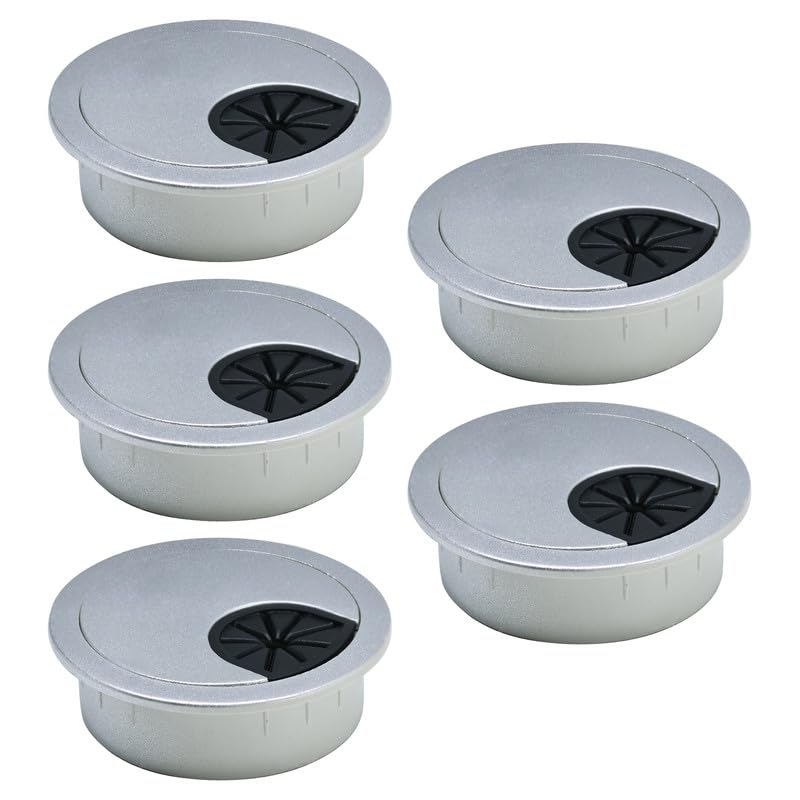 5 Pcs Desk Grommet 2" / 50 mm, Desk Cord Hole Cover, Cable Grommet ABS Plastic, Desk Hole Grommet for Home & Office Pc, Detachable Cable Cord Organizer-Silver Sand