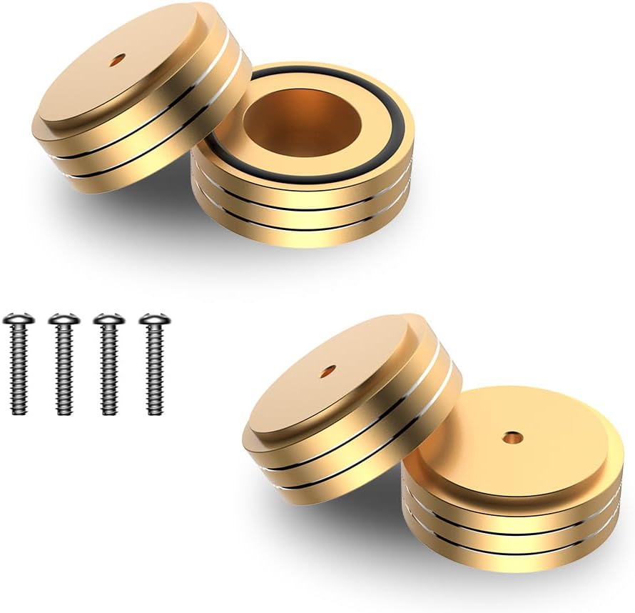 Viborg HiFi Speaker Spikes Isolation Stand Feet Pads 58x22MM, 4X Speaker Floor Protector Shock Absorber with Rubber Ring and Mounting Screws(M4*0.7) for AMP Turntable DAC Recorder