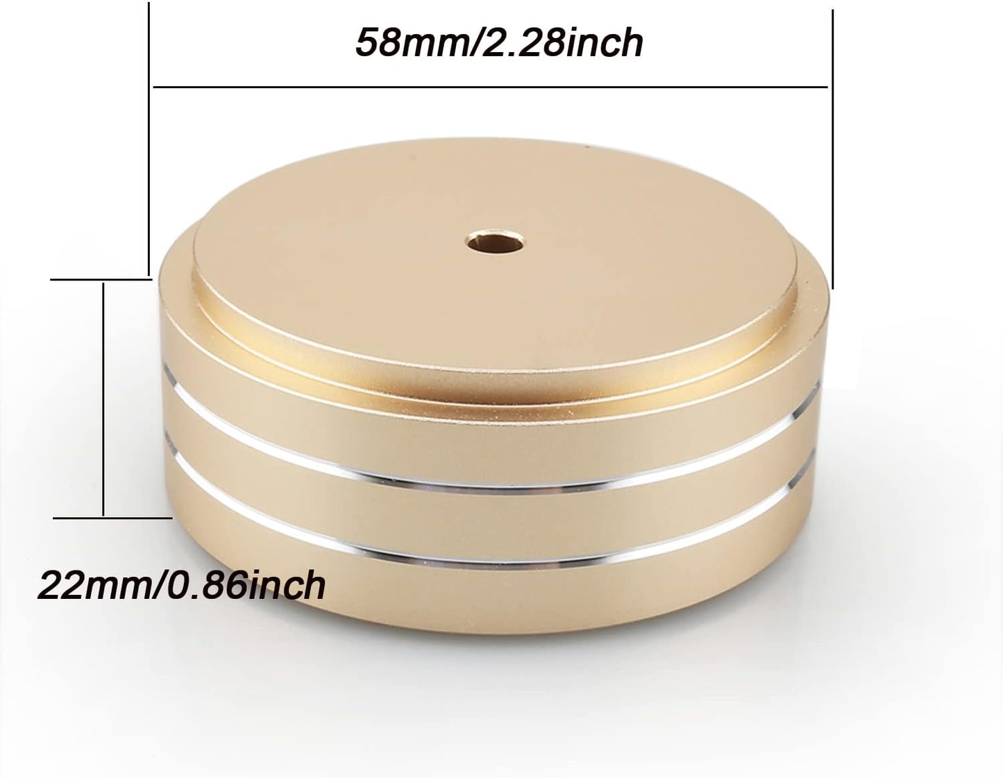 Tertullus 4 Pcs Speaker Feet Aluminum HiFi Turntable Feet Isolation Feet Aluminum Stand Speakers Spikes Audio Pads 58x22mm for HiFi Amplifier/Speaker/Turntable/Player(Gold)