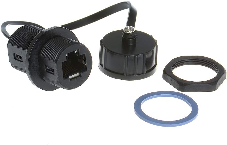 5PCS Panel Mounting Shielded RJ45 Waterproof Cat5/5e/6 8P8C Connector Ethernet LAN Cable Connector Double Head Adapter with Waterproof/Dust Cap