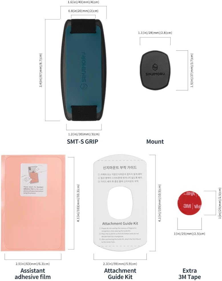 Sinjimoru Detachable Phone Grip Kickstand for Wireless Charging Compatible Phone Finger Holder for iPhone & Smartphones. Sinji Mount S-Grip Blue