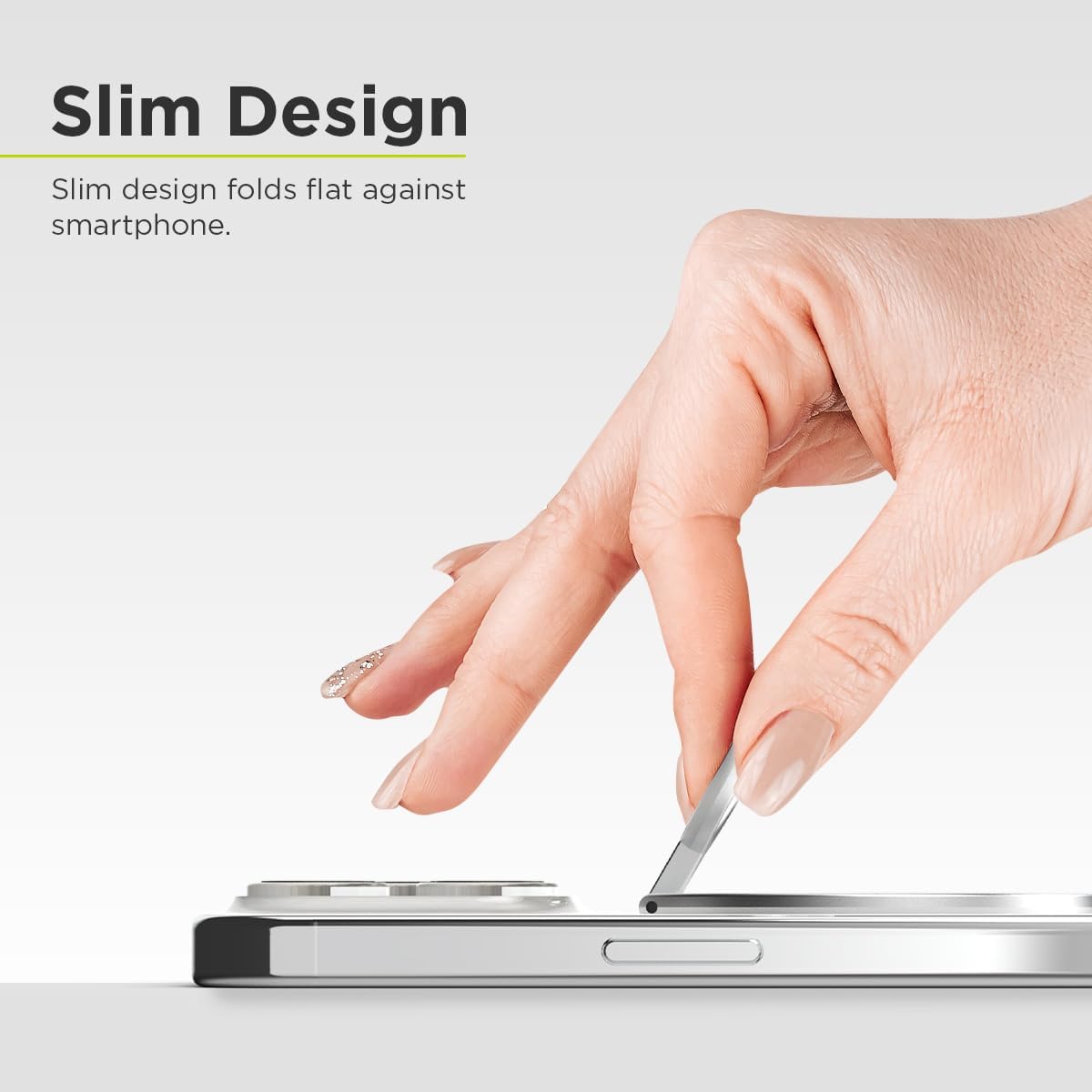 PureGear Magnetic Phone Grip Ring Stand, Magnetic Phone Ring Holder for MagSafe iPhone 16, 16 Pro, 16 Plus, 16 Pro Max, 15, 15 Plus, 14, 14 Pro, 14 Pro Max, 13, 12 Adjustable Kickstand(Brushed Silver)