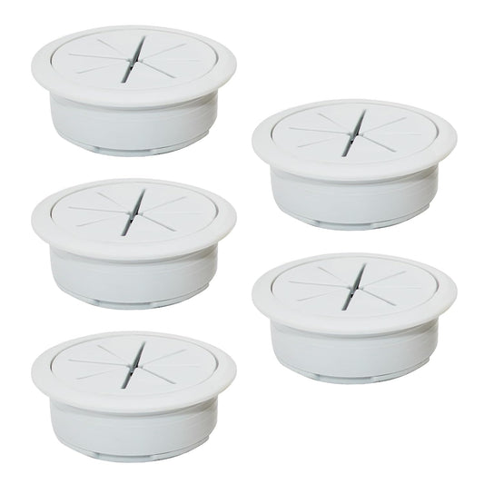 5 Pcs Desk Grommet 2" / 50 mm, Desk Hole Cover for Cables Grey, Cable Grommet ABS Plastic, Desk Hole Grommet for Home & Office Pc, Detachable Cable Cord Organizer