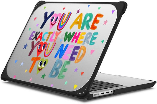 CASETiFY Bounce MacBook Pro 16-inch (M3/M4) Case [Enhanced Protective Corner Design/Ventilation Cutouts/Anti-Slip Grip] - You are Exactly Where You Need to Be - Clear Black