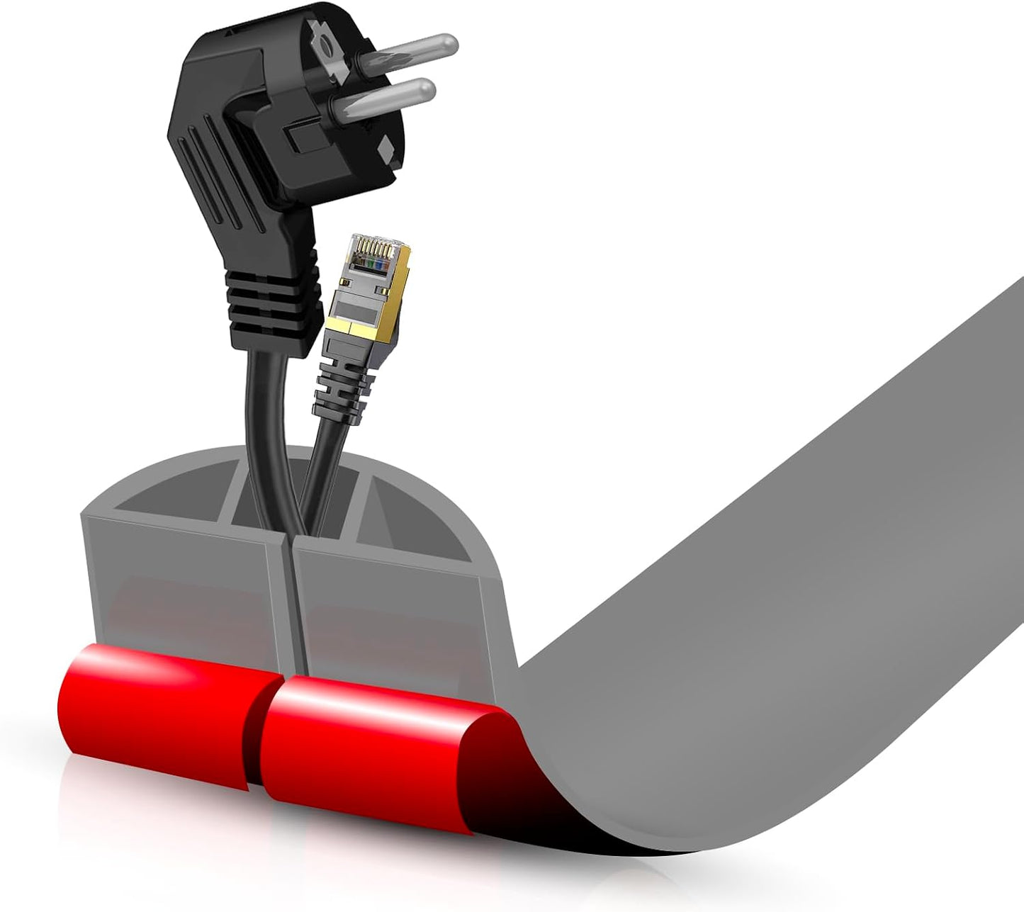 Floor Cord Cover Self Adhesive Cord Hider,3.3FT Cable Management, Extension Strip Protector for Wires, Prevent Cable Trips for Offices, Gyms, Exhibitions Cavity:0.51"(W) x 0.3"(H) Gray