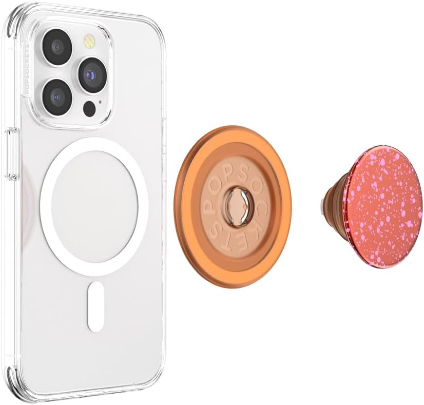 PopSockets Phone Grip for MagSafe with Kickstand, Magnetic Stand, Swappable Top, Secure Hold for iPhone MagSafe Cases, Phone & Tablet Grip - Clay Speckle