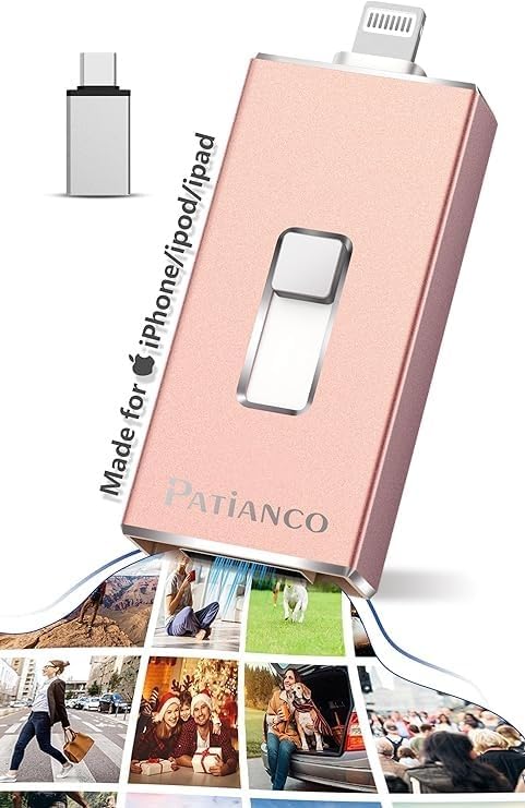 Photo Stick Apple MFi Certified for iPhone 512GB, USB Flash Drive for iPhone Thumb Drive, iPhone-Memory-Stick for iPad/iPhone/Computer Picture Keeper Portable Hard Drive Pink