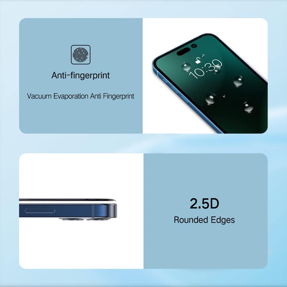 PERFECTSIGHT Privacy Screen Protector Compatible with iPhone 14 Pro 6.1 Inch, HD Clear Bubble Free Anti-Scratch Case Friendly Anti Blue Light Anti Spy 5X Stronger Tempered Glass