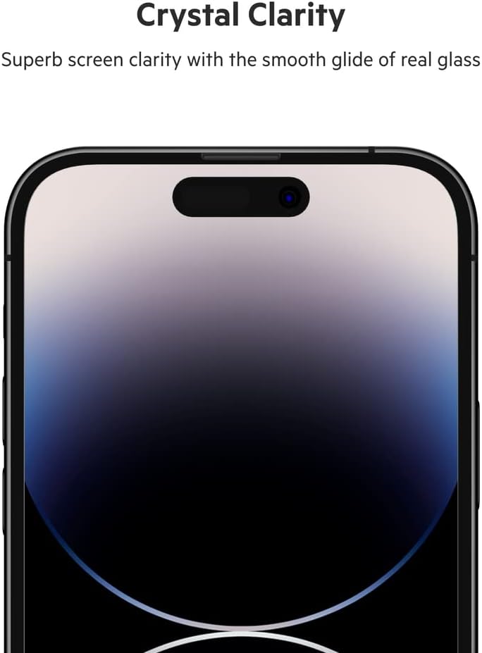 Belkin TemperedGlass iPhone 14 Pro Screen Protector - iPhone 14 Pro Accessories - Easy Application With Installation Guide Tray - Tempered Glass Antimicrobial Screen Protector - 9H Hardness Tested