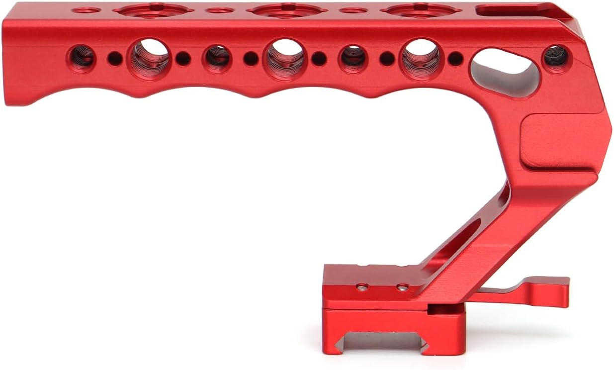 Universal Top Handle Quick Release NATO Grip with NATO Rail for DSLR Camera Cage, with 3 Cold Shoe Adapters to Mount DSLR Camera with Microphone/LED Light/Monitor (Black with NATO Rail)