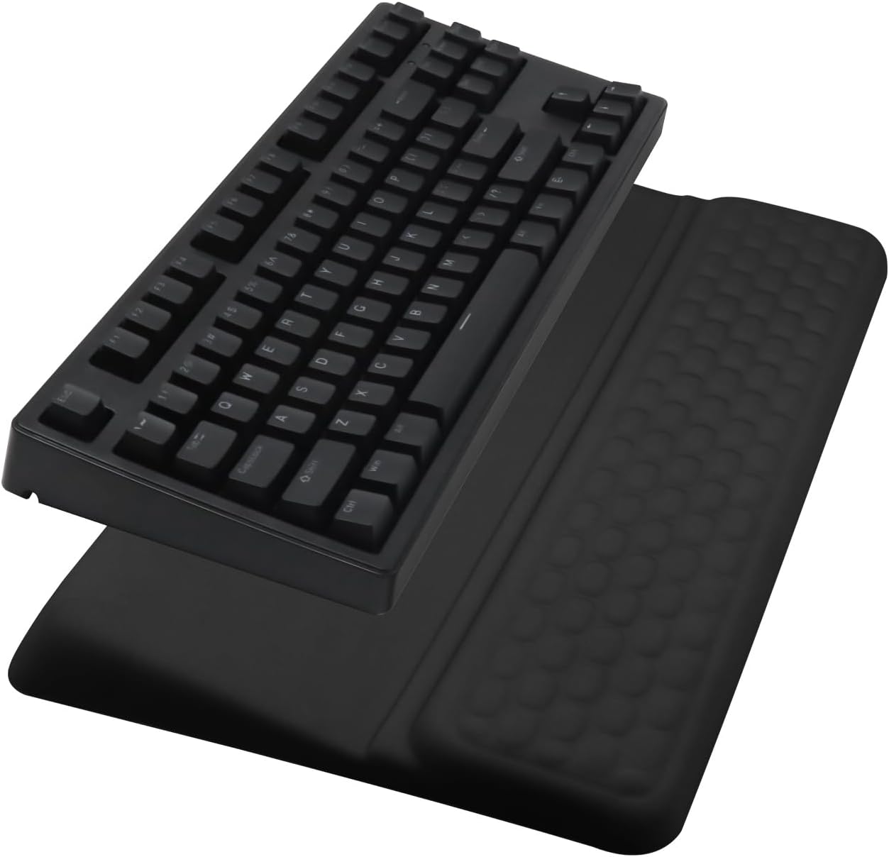 Computer Keyboard Stand Pad with Wrist Rest, Ergonomic Comfy Tilted Keyboard Stand Riser Holder Pad for Office Home (Black)
