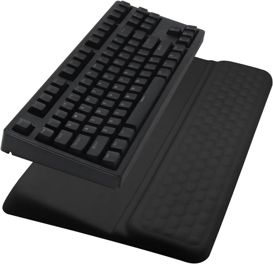 Computer Keyboard Stand Pad with Wrist Rest, Ergonomic Comfy Tilted Keyboard Stand Riser Holder Pad for Office Home (Black)