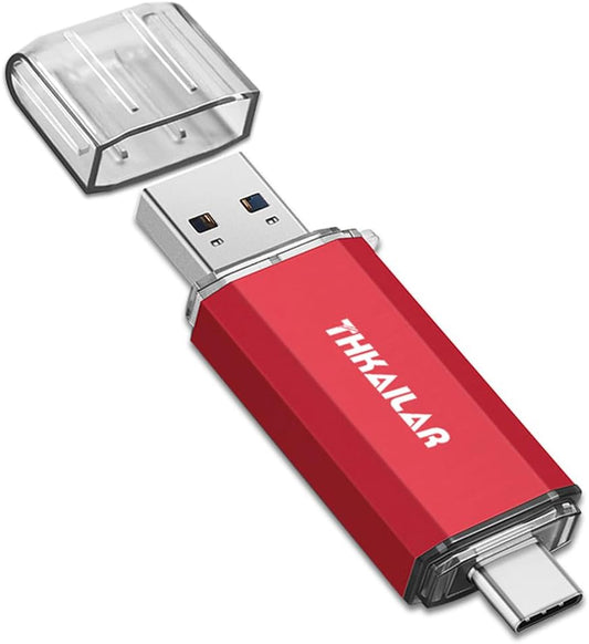Thkailar 1TB USB C Flash Drive for MacBook and Android Phones,Thumb Drive with USB A and USB C for PC,Laptop,Portable External Storage for Pictures,Videos and Music