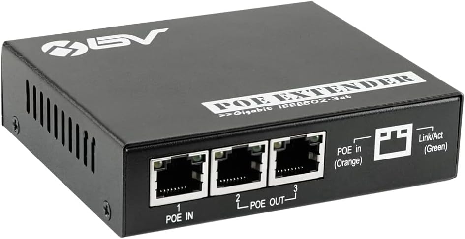 BV-Tech 3-Port PoE Extender - High-Efficiency Ethernet Expander, IEEE 802.3af/at Compliant, Perfect for IP Devices