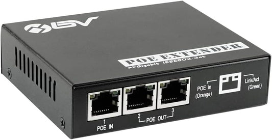 BV-Tech 3-Port PoE Extender - High-Efficiency Ethernet Expander, IEEE 802.3af/at Compliant, Perfect for IP Devices