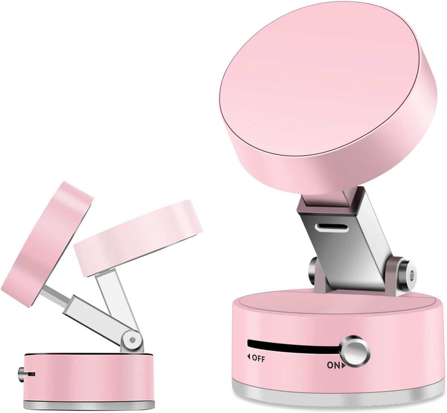 Foldable Vacuum Magnetic Suction Phone Holder,Retractable Magnetic Car Holder,Hands-Free Portable Multifunctional Vacuum Suction Phone Mount for Car, Mirror, Gym, Kitchen (Pink)