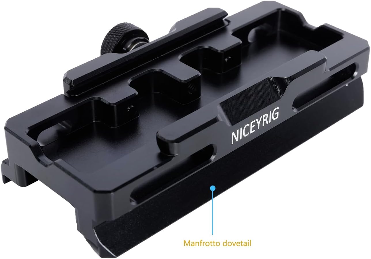 NICEYRIG Extended Quick Release Plate for Manfrotto-Style to Quick Release Clamp for Arca-Swiss, Tripod to Gimbal Adapter Applicable for DJI RS 4/4 Pro/3/3 Pro/2/RSC2, Ronin S - 563