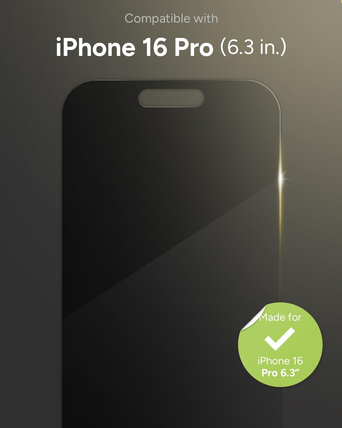 ZAGG Glass Elite Privacy Screen Protector for iPhone 16 Pro - 2-Way Privacy Filter, Ultra-Strong Tempered Glass, 5X Stronger, InvisibleShield, Smudge-Free, Easy Install, Recycled Content