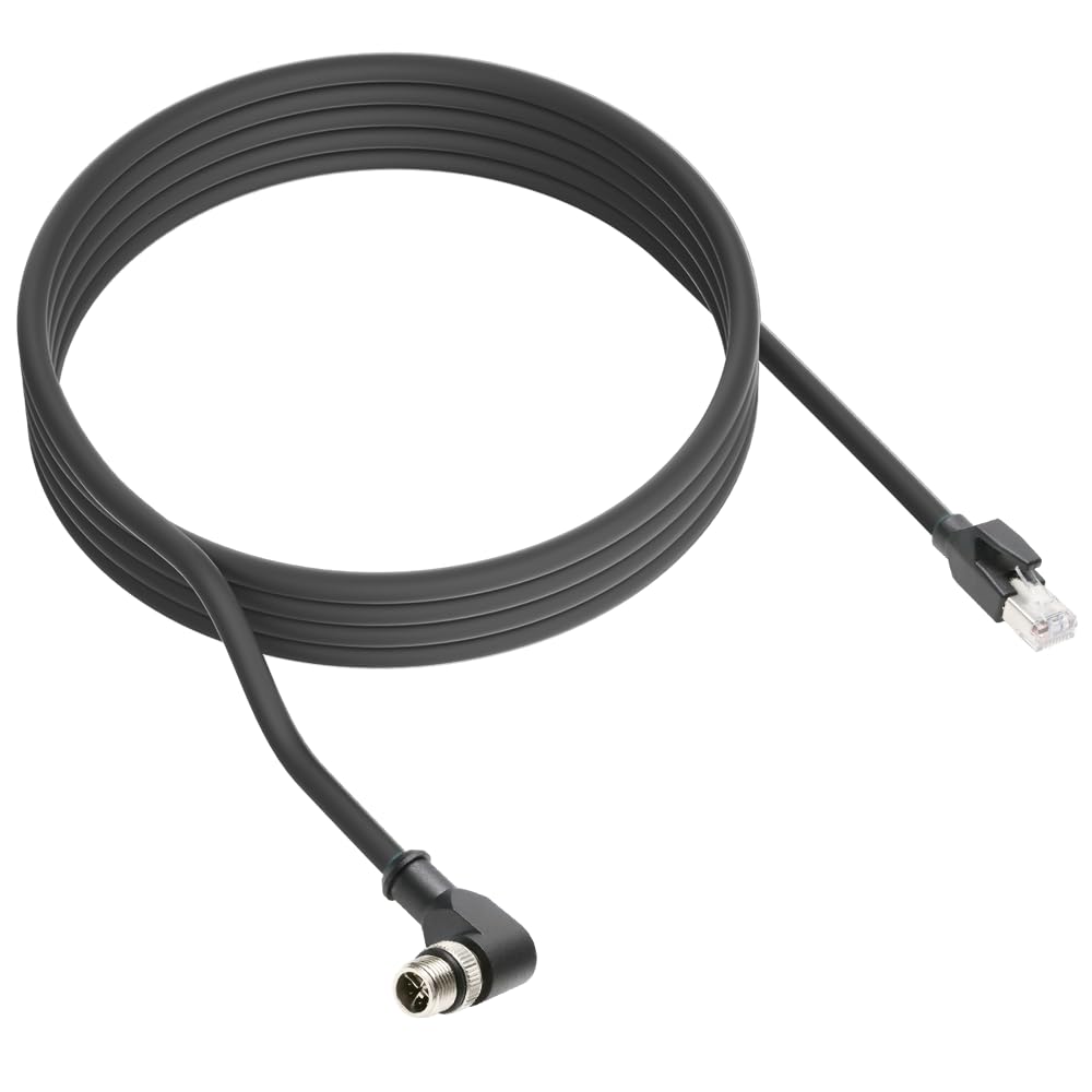Alvin's Cables M12 X-Code 8 Pin Male to RJ45 Ethernet Cable for Cognex Keyence Camera, High-Flex Cat6a Cable for Industrial Automation, Fieldbus Module, Robotics, Right Angle 6.6ft/2m
