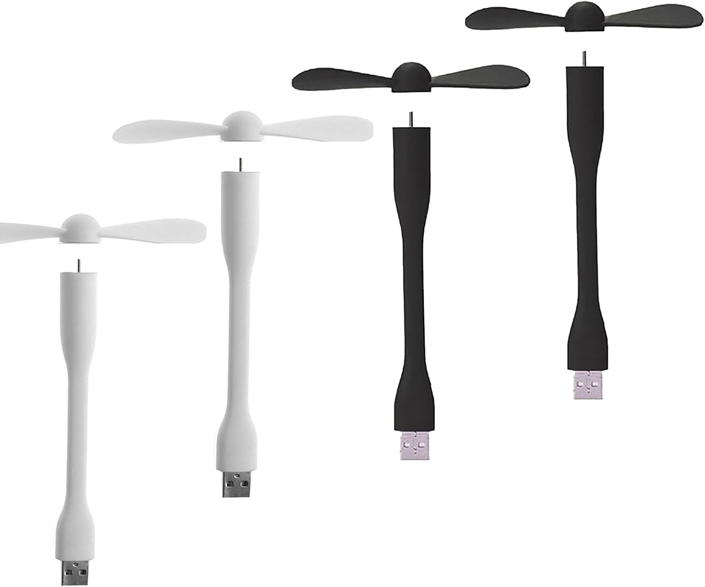 Mini USB Fan, Portable Pocket Fan USB-A Powered Little Cooler, Quiet Operation, for Home Office Car Outdoor Travel- 4 Pack (2 Black+ 2 White)