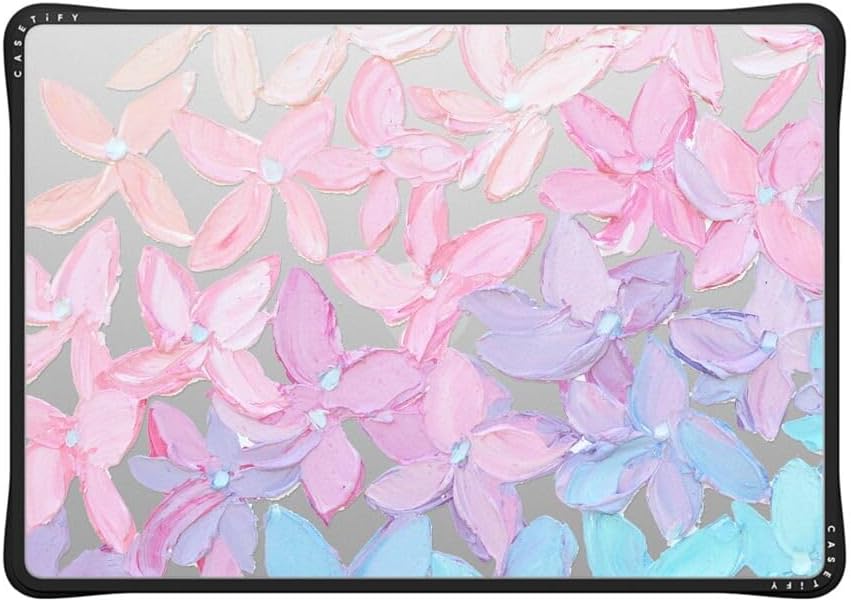 CASETiFY Impact MacBook Air 15" (M2-M4) Case [Cushioned Impact Corners/Scratch-Resistant/Anti-Slip Grip] - Clear Hydrangea Blooms - Clear Black