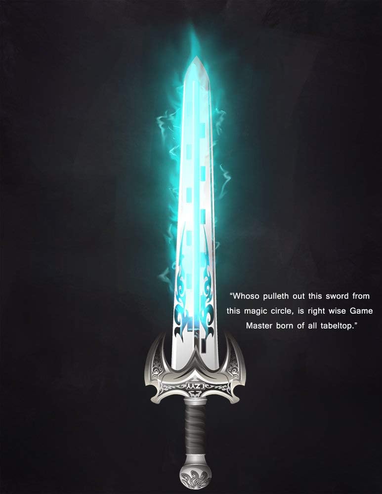 Initiative Tracker Acrylic Laser Cut Sword in The Stone Base with 12 PCS Erasable Taken Flags Perfect for D&D, Dungeons & Dragons, Pathfinder and Other Tabletop RPG