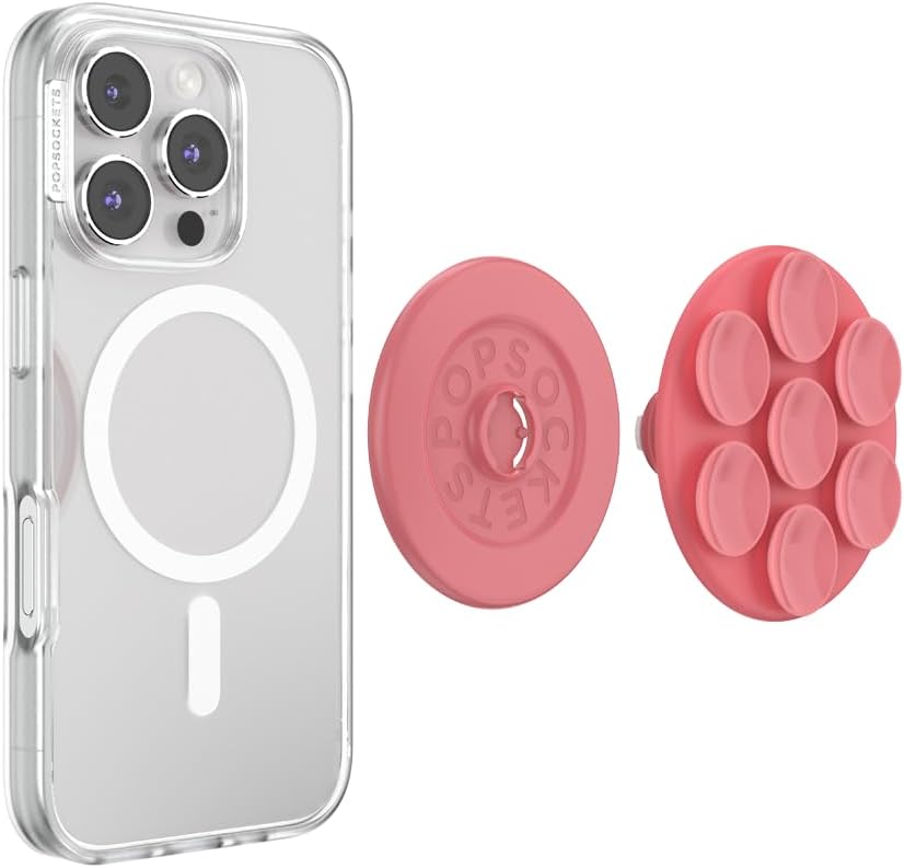 PopSockets Suck-Up™ Suction Grip & Stand, 3-in-1 MagSafe Phone Mount for iPhone, Strong Hold on Mirrors & Glass, Swappable Top, Portable & Reusable - Putty