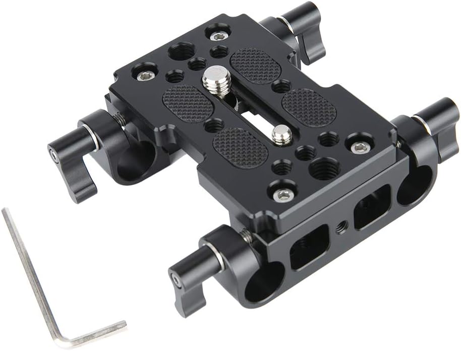 NICEYRIG Tripod Mounting Plate with 15mm Rod Clamp Railblock for Rod Support/DSLR Rig Cage