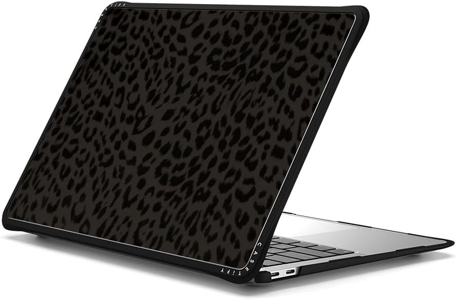 CASETiFY Impact MacBook Air 13" (M1/Intel) Case [Cushioned Impact Corners/Scratch-Resistant/Anti-Slip Grip] - Leon Leopard - Clear Black