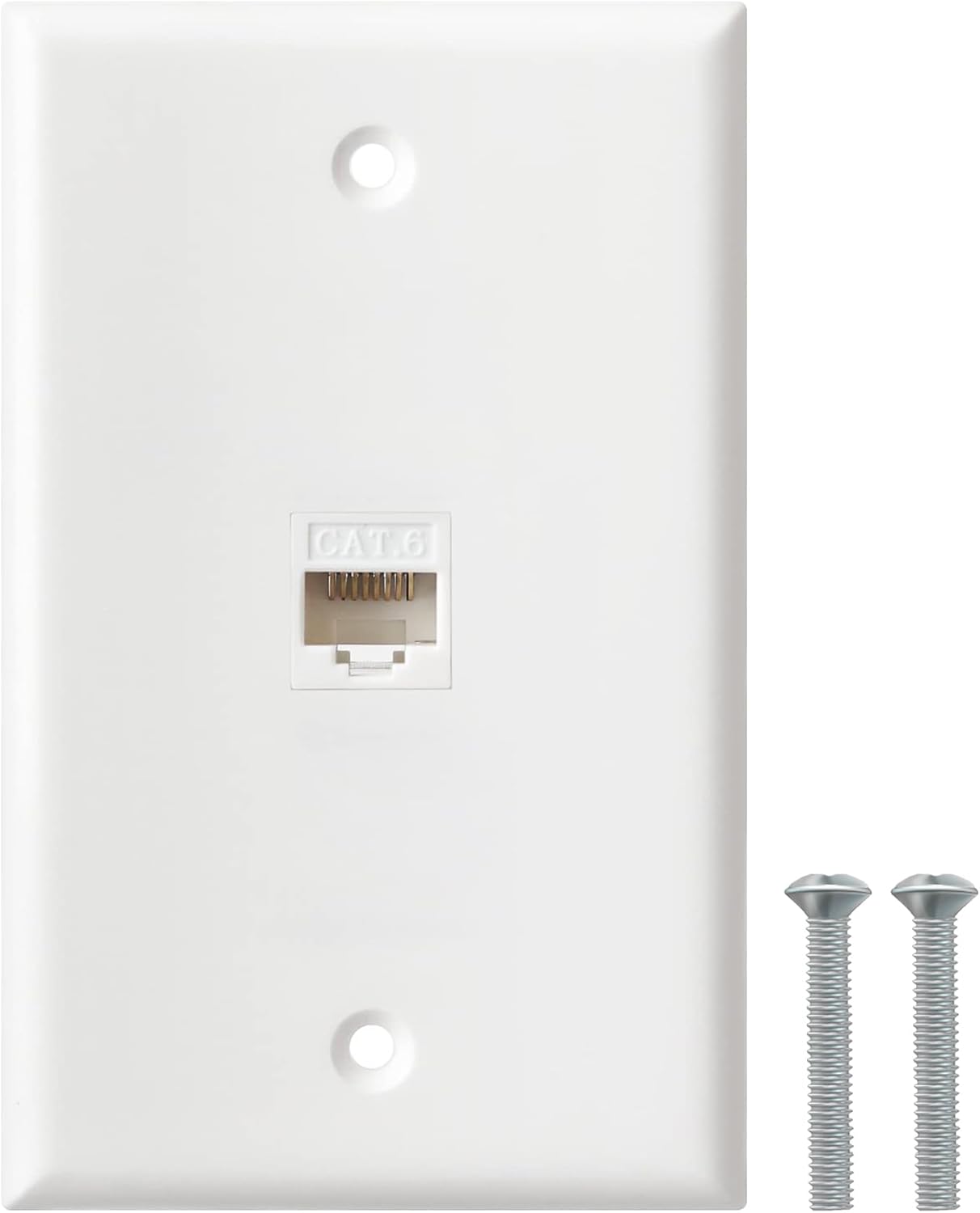 Ethernet Wall Plate, 1 Port Cat6 RJ45 Keystone Inline Coupler Wall Plate for Cat7/6/5/5e Ethernet Devices - White