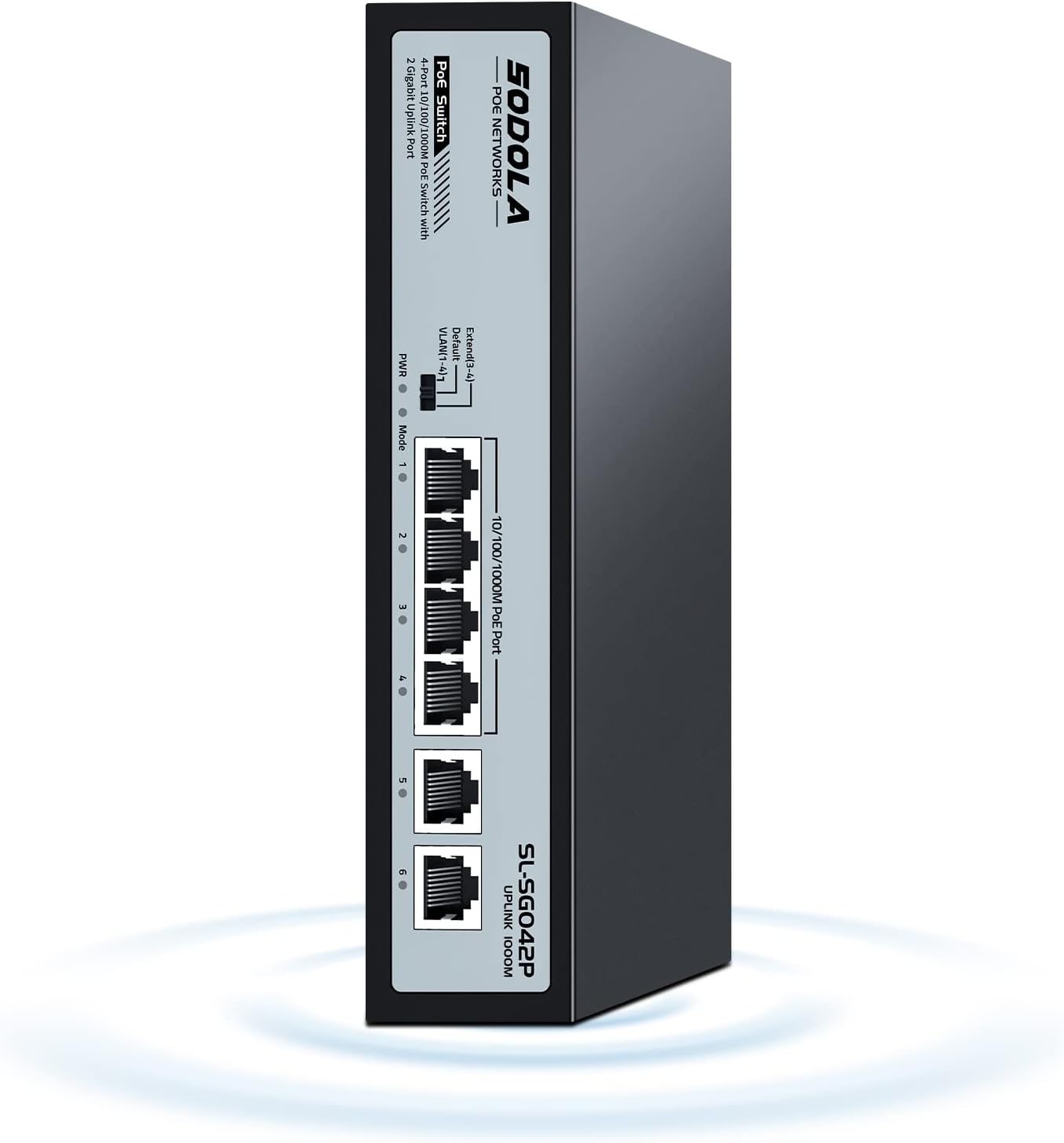 SODOLA 4 Port Gigabit PoE Switch with 2 Uplinks, AI Watchdog/Extend/Port Isolation, 802.3af/at,Plug & Play Unmanaged Network Switch