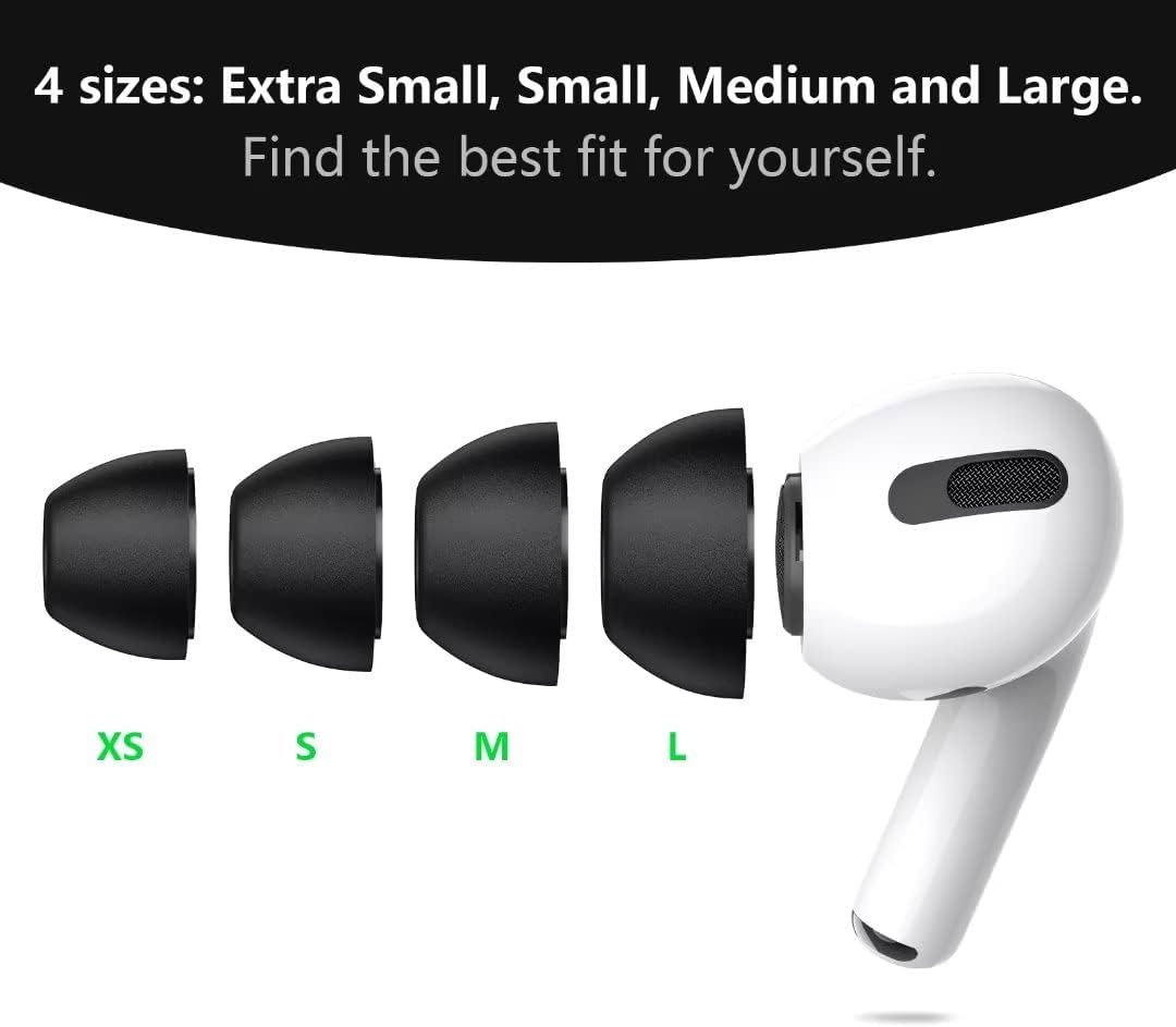 Lanwow Premium Memory Foam Tips for AirPods Pro & AirPods Pro 2nd Generation. No Silicone Eartips Pain. Anti-Slip Eartips. Fit in The Charging Case, 3 Pairs (Medium, Black)
